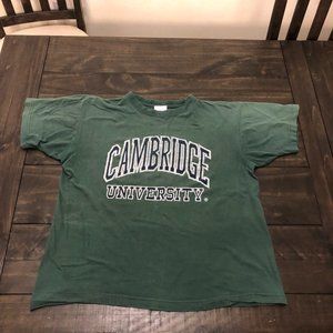 Vintage Official Cambridge University Hunter Green T-Shirt Made in the UK Adult